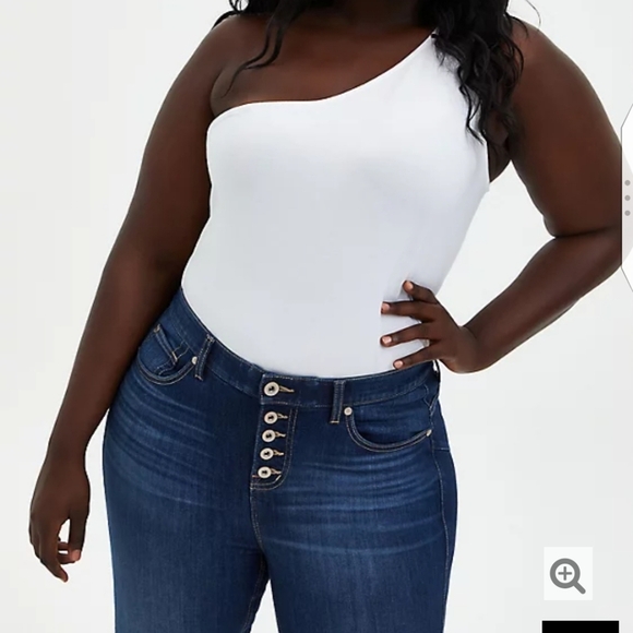 🆕ONE SHOULDER FOXY TOP - WHITE - Picture 2 of 5